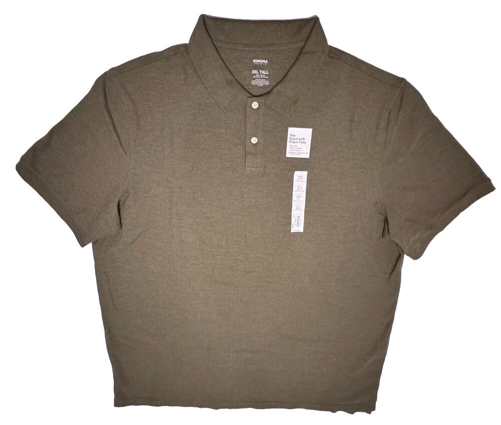 Sonoma Mens 3XLT Polo Shirt Green Super Soft Collar Big & Tall Plus 3XL New